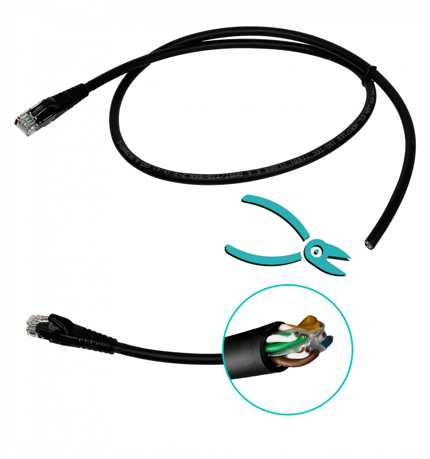 Cable Patch 1mt Cat6 Negro LSZH Inyectado Multifilar 4