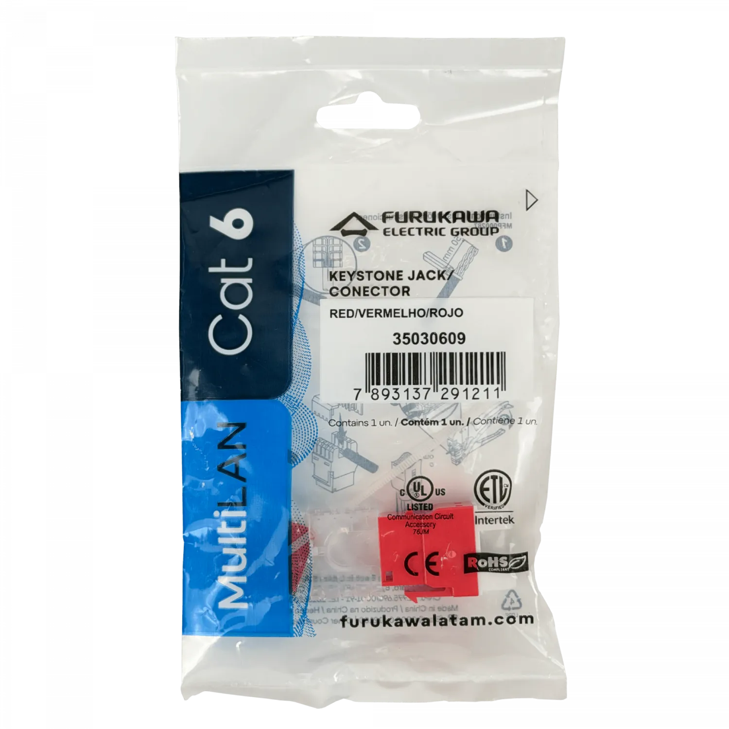 Punch Keystone Hembra RJ45  Rojo Cat6 UTP Multilan Furukawa 5
