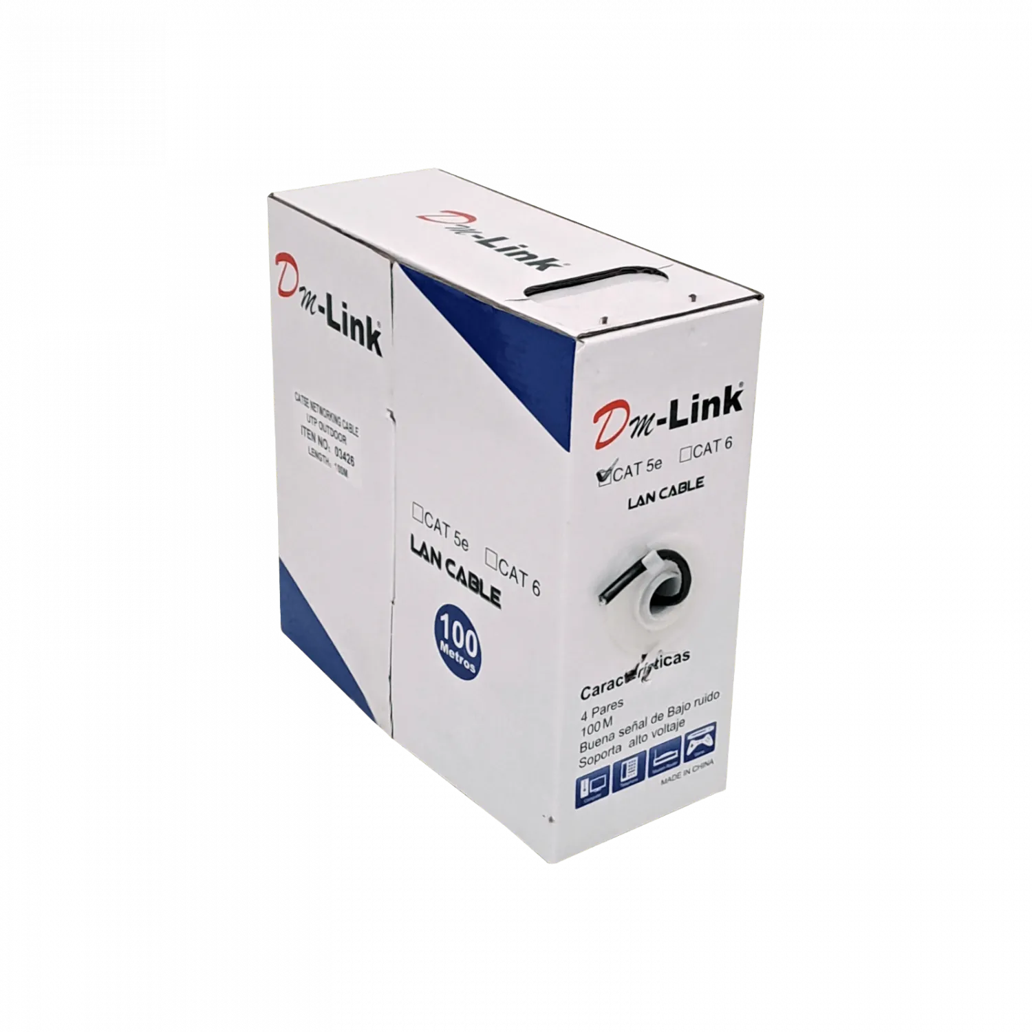 Cable UTP Unifilar Aleacion caja100m CCA Cat5e Negro 3