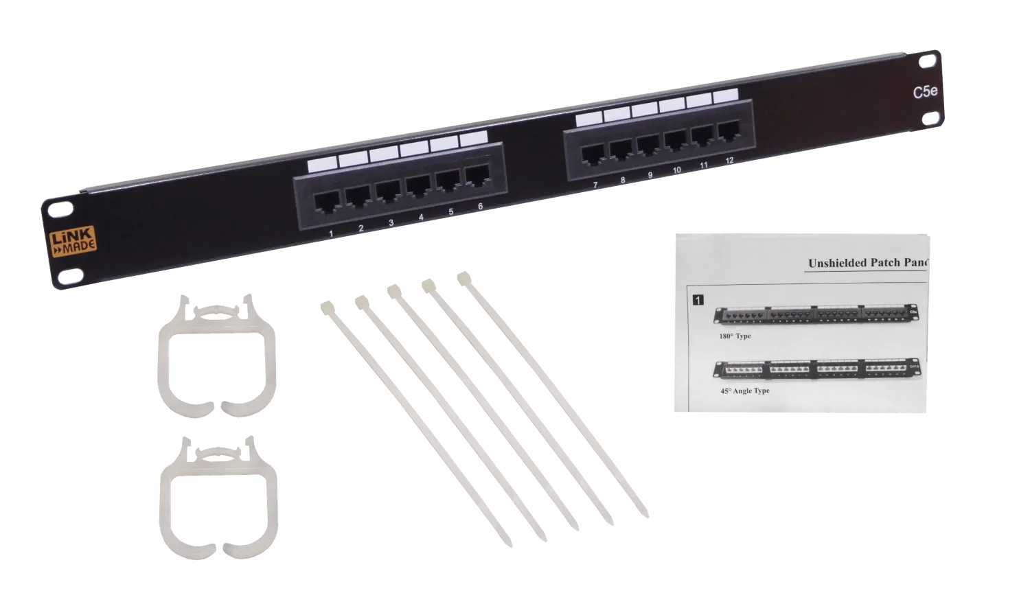 Patch Panel 12-RJ45 Cat5e 1U UL Certific 4