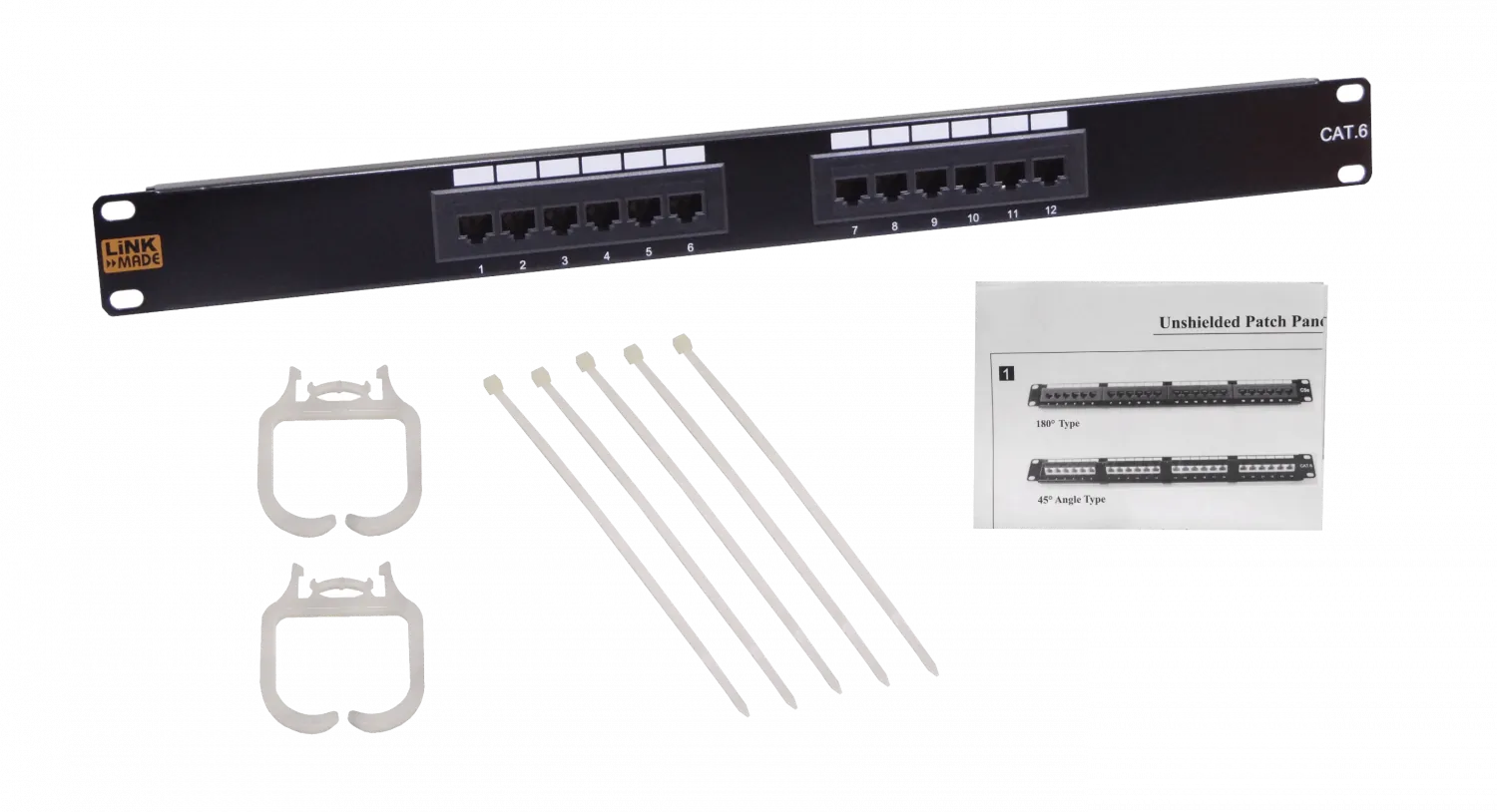 Patch Panel 12-RJ45 Cat6 1U UL Certific 3