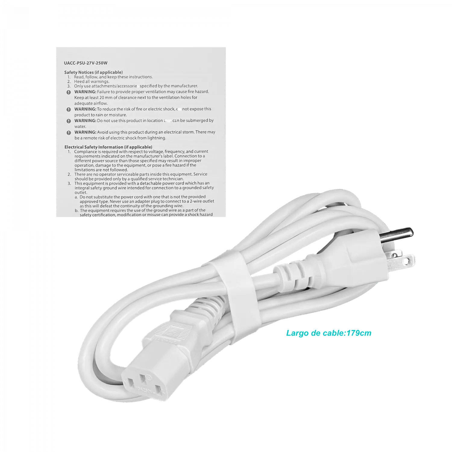 Fuente de poder Ubiquiti 27V 9,3A 250W 100-240VAC C14 para UISP-P-Pro 2