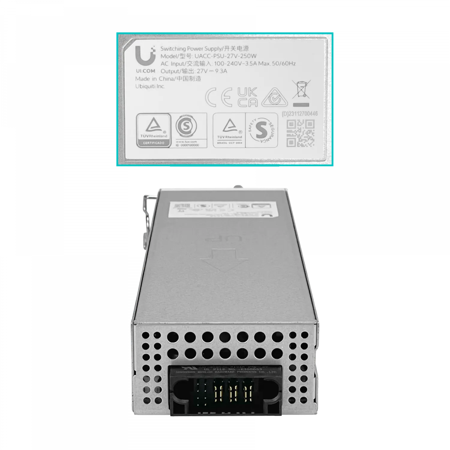 Fuente de poder Ubiquiti 27V 9,3A 250W 100-240VAC C14 para UISP-P-Pro 3