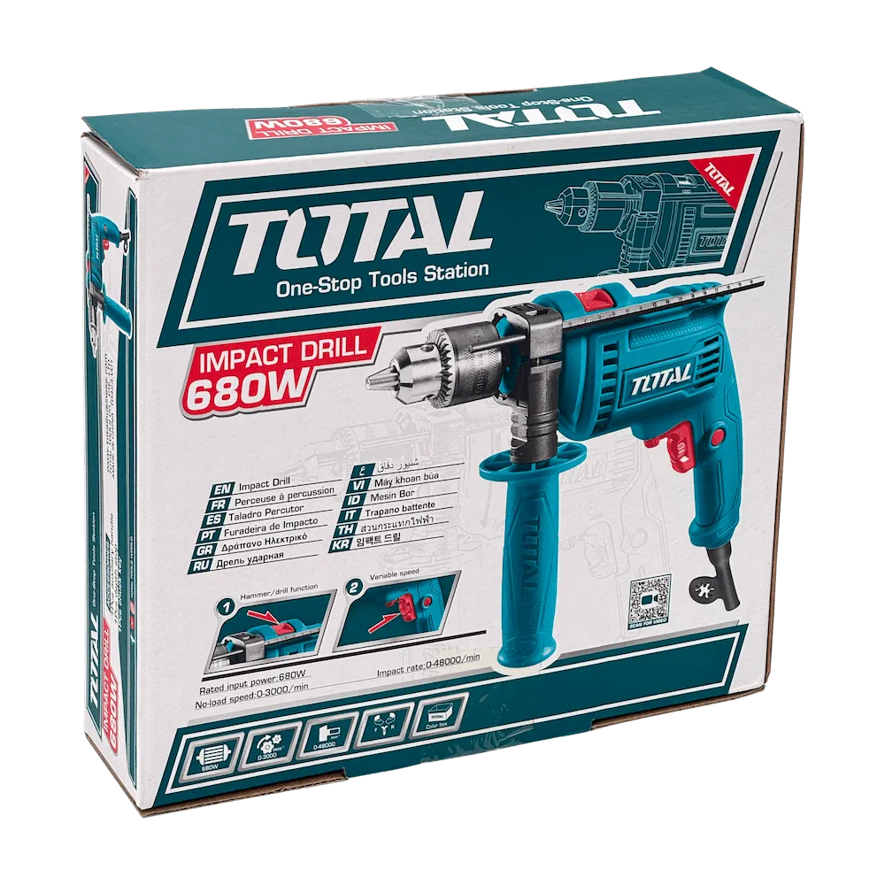 Taladro de impacto Total  680W 240VAC 3000RPM 13mm-Mandril 6