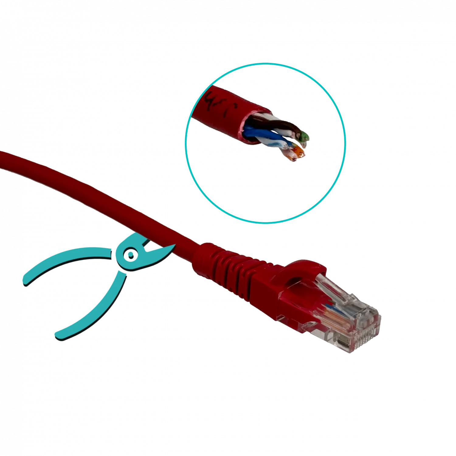 Cable Patch 2mt Cat5e Rojo LSZH Inyectado Multifilar 4