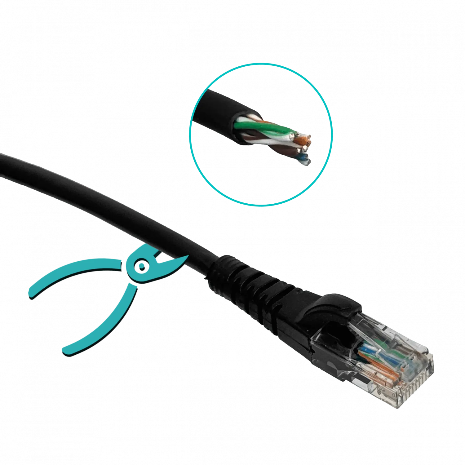 Cable Patch 3mt Cat5e Negro LSZH Inyectado Multifilar 4