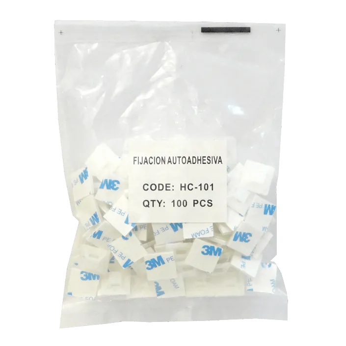 Fijacion Autoadhesiva Base Blanca p/Amarra 4mm 100-un 2x2cm  4