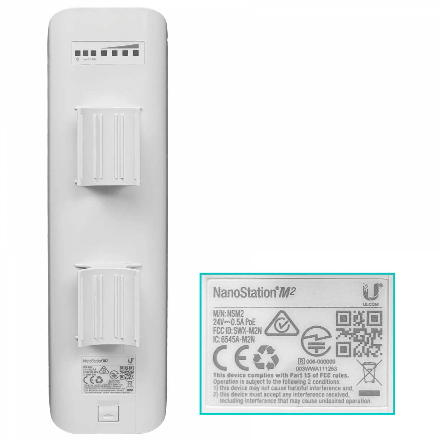 Access Point Wireless Ubiquiti NanoStation M2 2.4Ghz + Antena 11dBi Doble Polarizacion 6