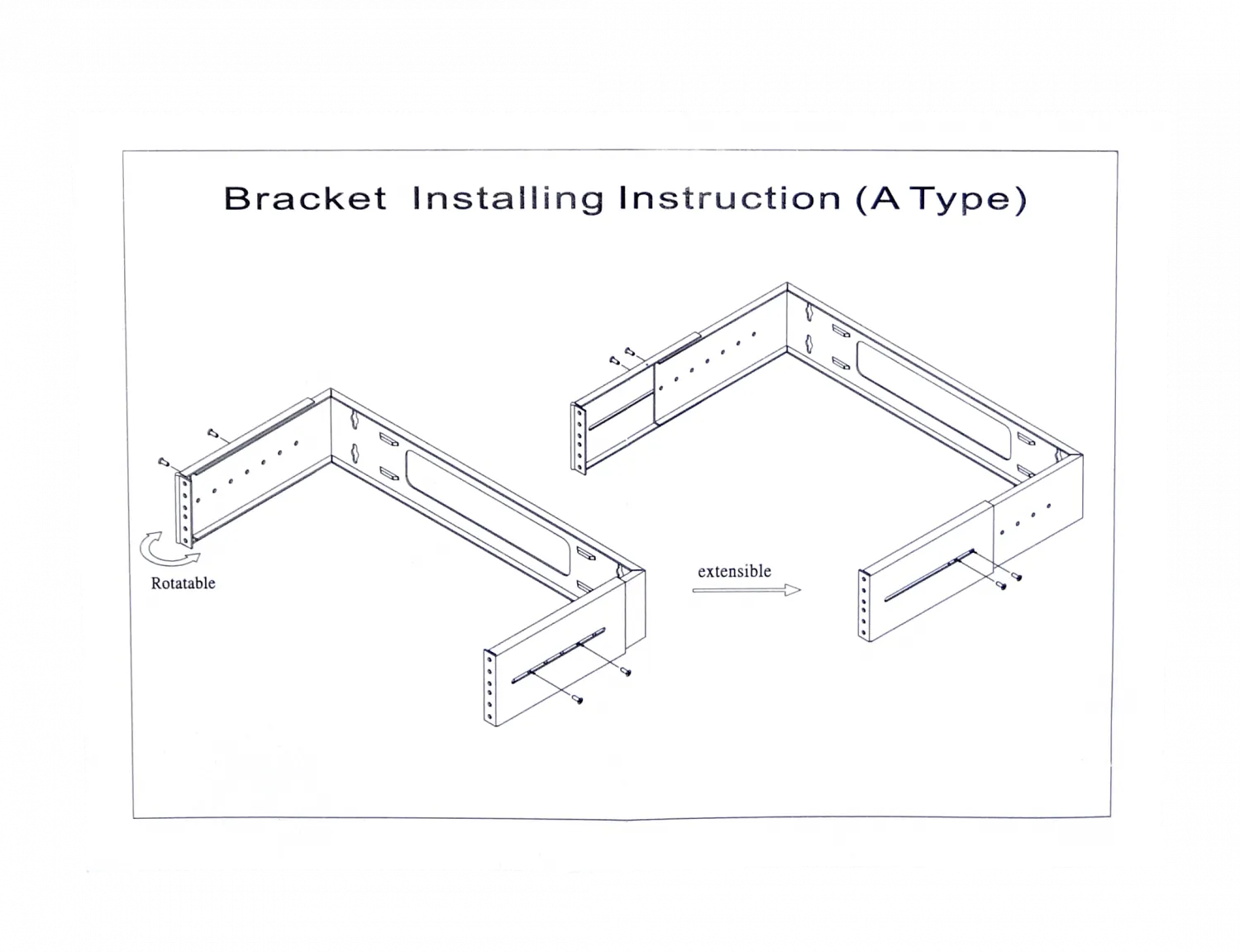 Bracket Mural Abierto 2U Ajustable con Bisagra para Rack 4