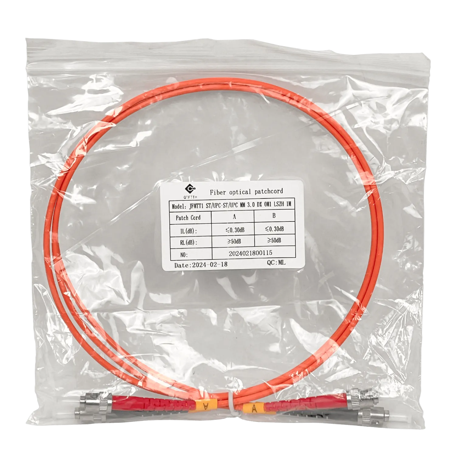 Jumper Fibra  1mt ST-ST OM1 Multimodo MM Duplex  62.5/125um LSZH 3
