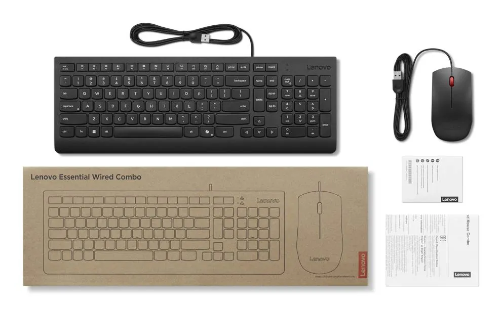Combo Teclado y Mouse USB Lenovo Essential Wired 1600 DPI 4X31R64424 4