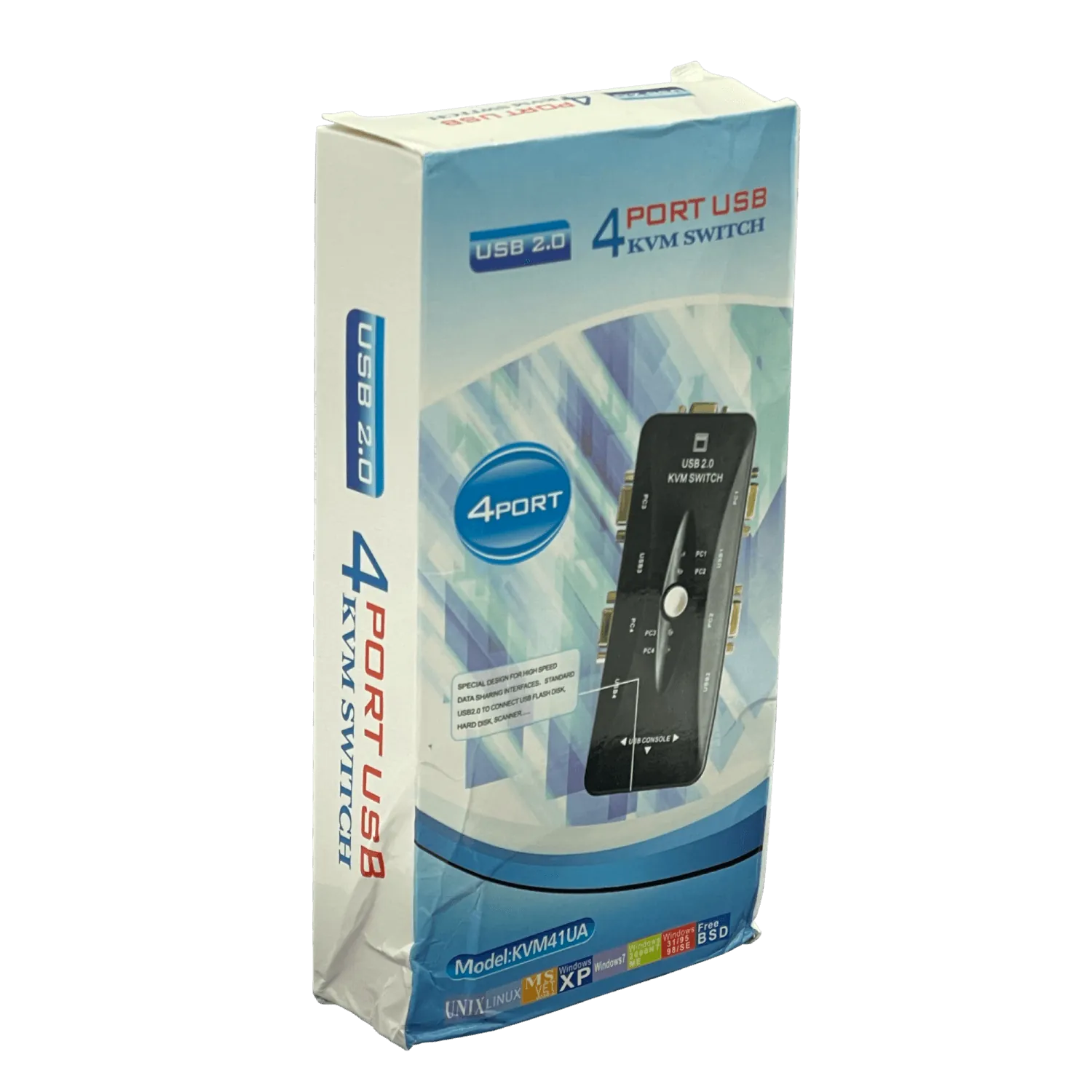 KVM-4-USB/VGA  HUB-3-USB2.0  requiere-Cables   no-req-Fuente-Poder 4
