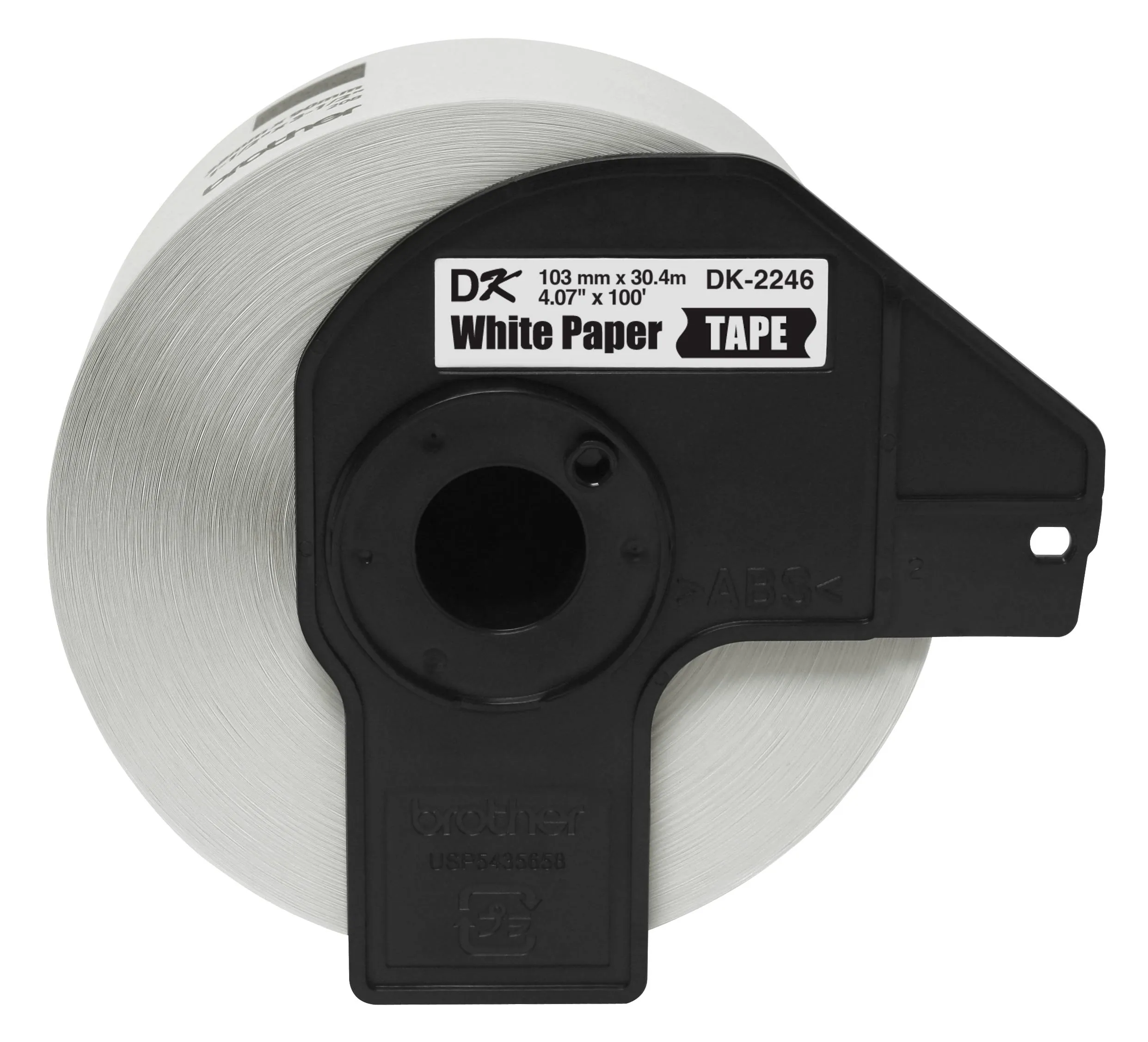 Cinta de papel continua Brother DK2246 de 4.07 in x 100 ft (103 mm x 30.4 m) en negro sobre blanco 2