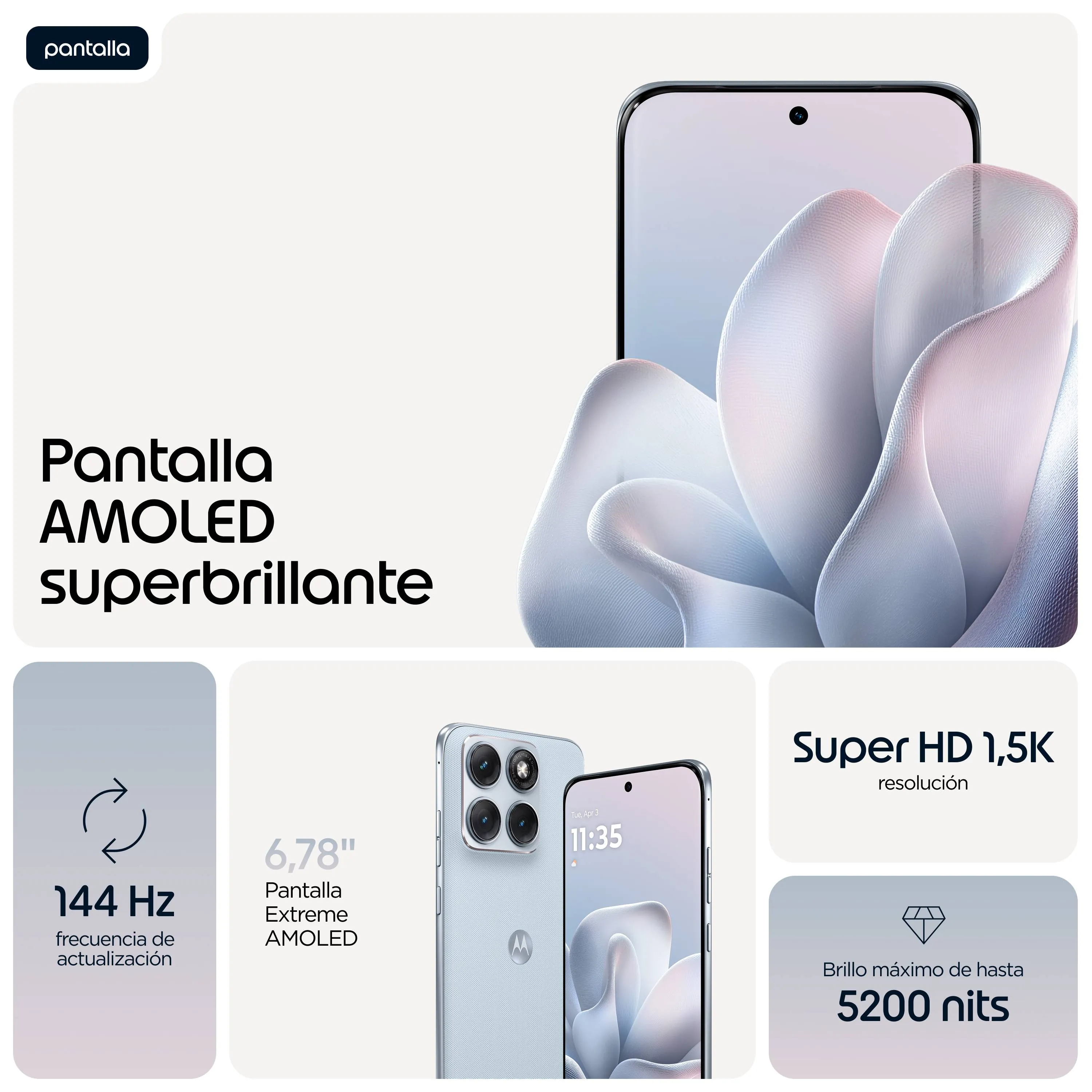 Smartphone Motorola Edge 70 Fusion 8GB 256GB AMOLED 144Hz 5G Batería Extendida 8
