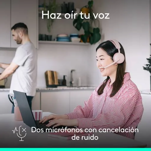 Audífonos Logitech Zone Wireless Bluetooth Rose con Diseño Elegante para Oficina y Trabajo Híbrido 4