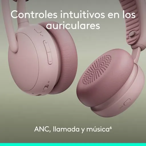 Audífonos Logitech Zone Wireless Bluetooth Rose con Diseño Elegante para Oficina y Trabajo Híbrido 9