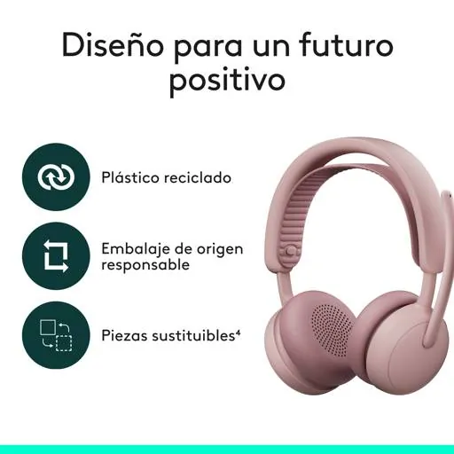 Audífonos Logitech Zone Wireless Bluetooth Rose con Diseño Elegante para Oficina y Trabajo Híbrido 11