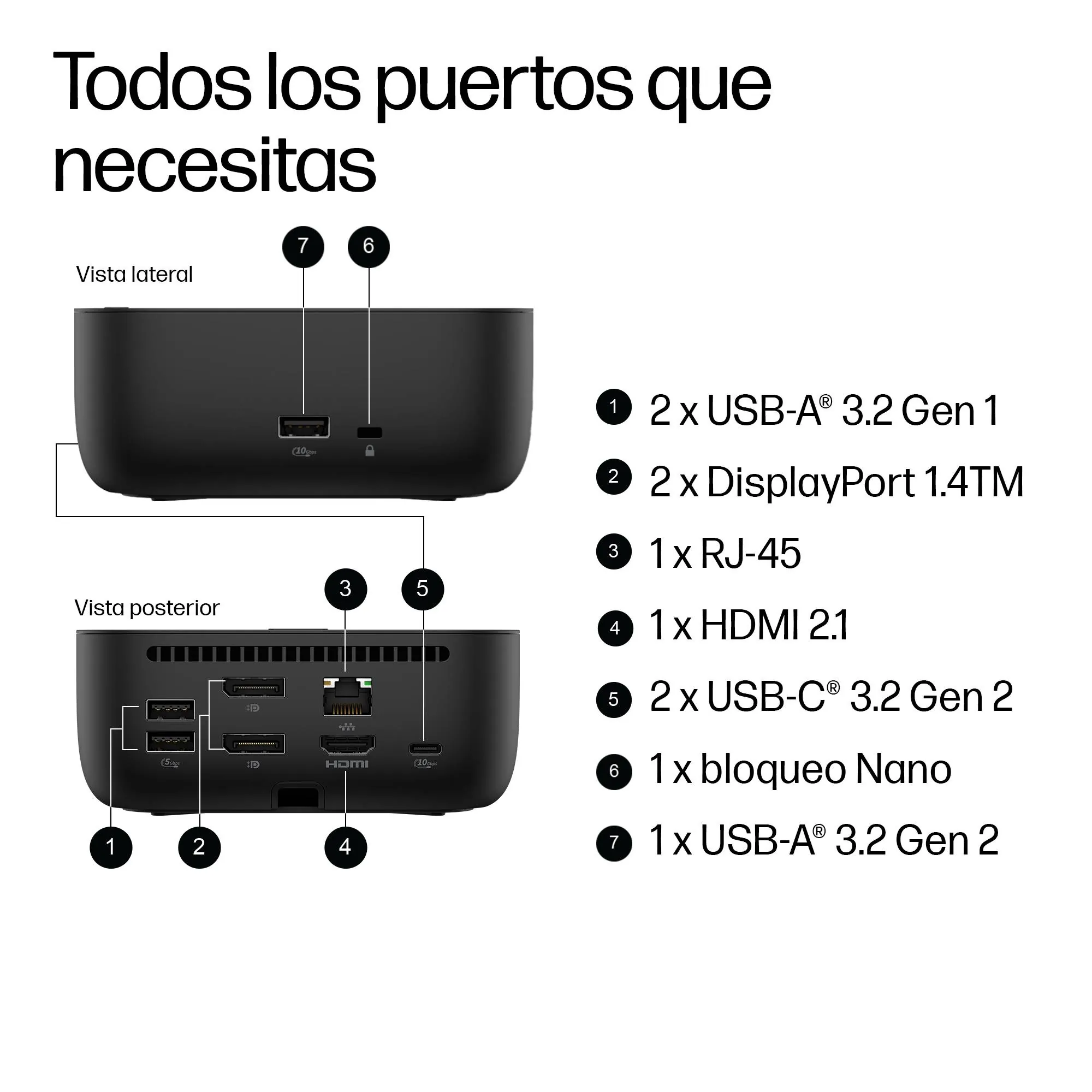 Docking Station HP USB-C G6 100W con Soporte 4K y Conectividad Universal Empresarial 5