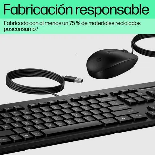 Teclado y Mouse HP 225 Wired Combo USB con Tecla Copilot para Oficina 8