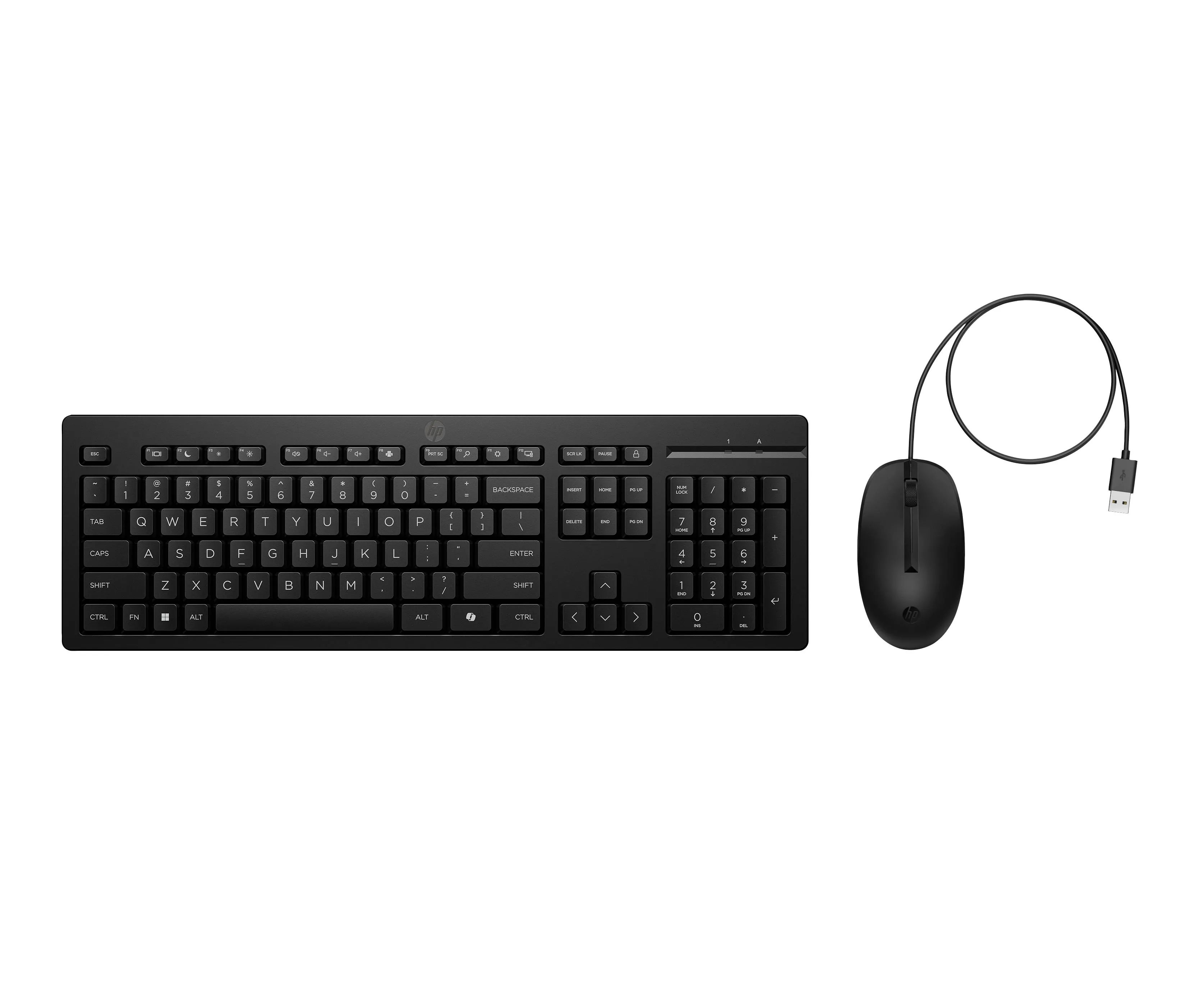 Teclado y Mouse HP 225 Wired Combo USB con Tecla Copilot para Oficina 10
