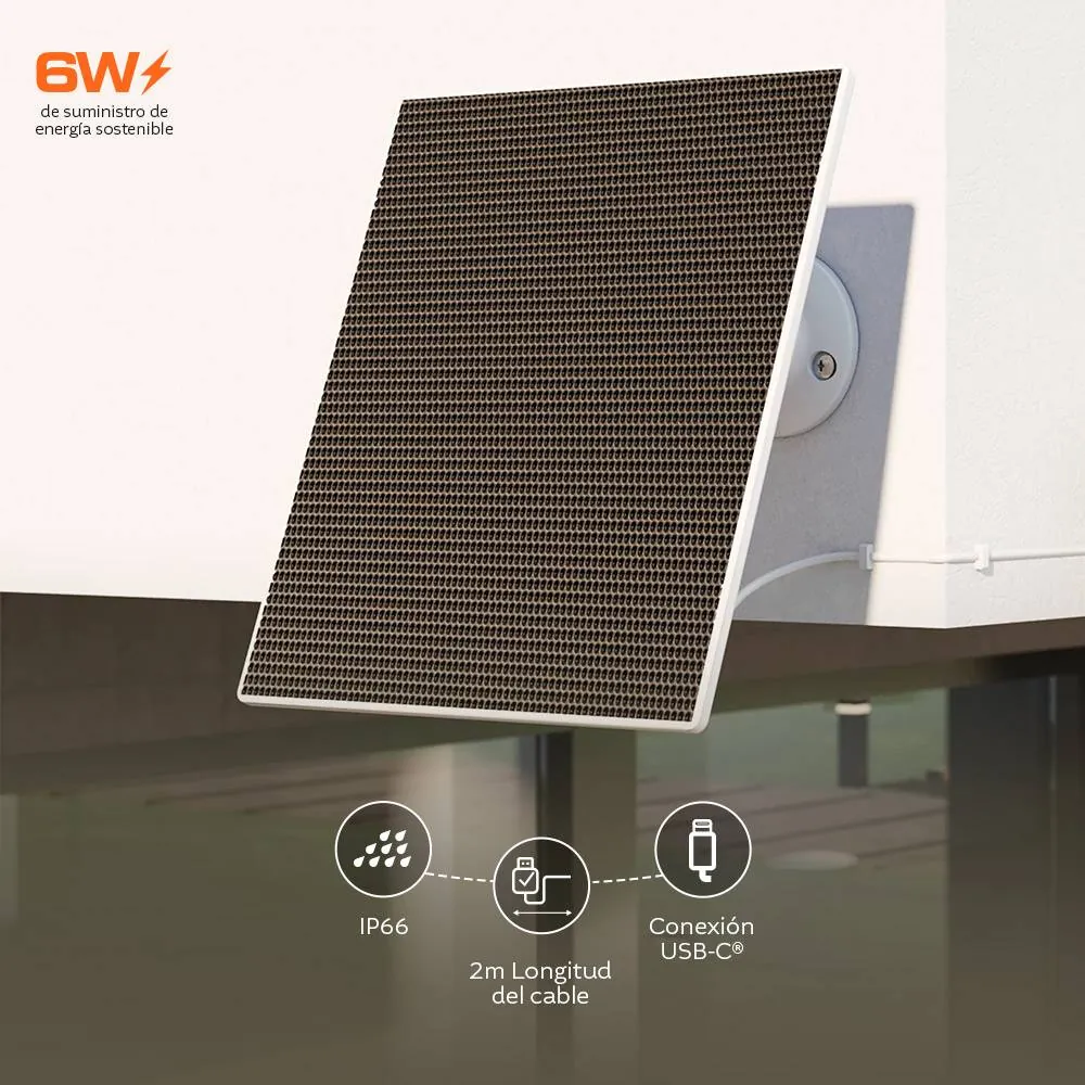 Panel Solar Nexxt NHC-SP61W 6W USB-C IP66 Exterior Cámaras Seguridad Energía Continua 2