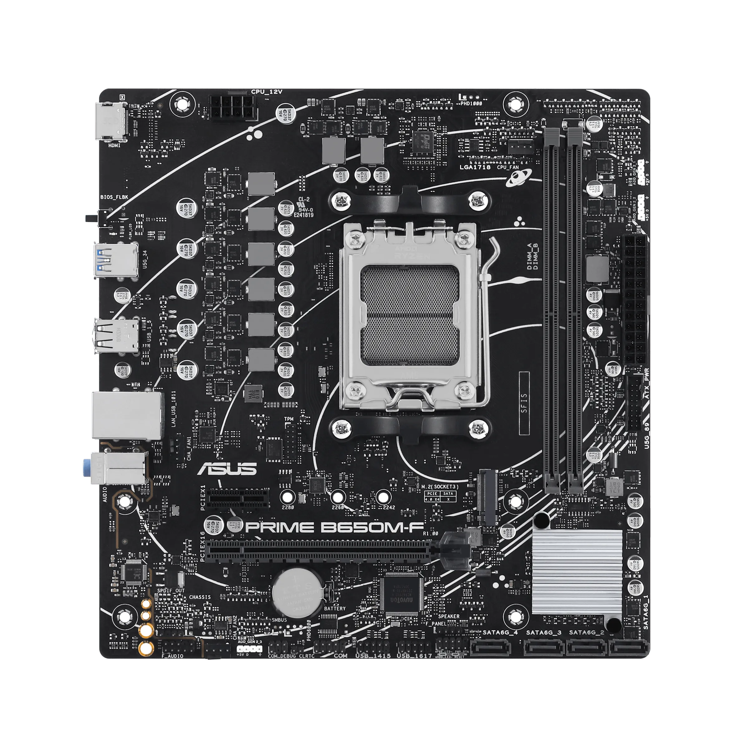 Placa Madre ASUS PRIME B650M-F, Socket AM5, 4x DDR5, 1x M.2, Gigabit Ethernet, m-ATX 2