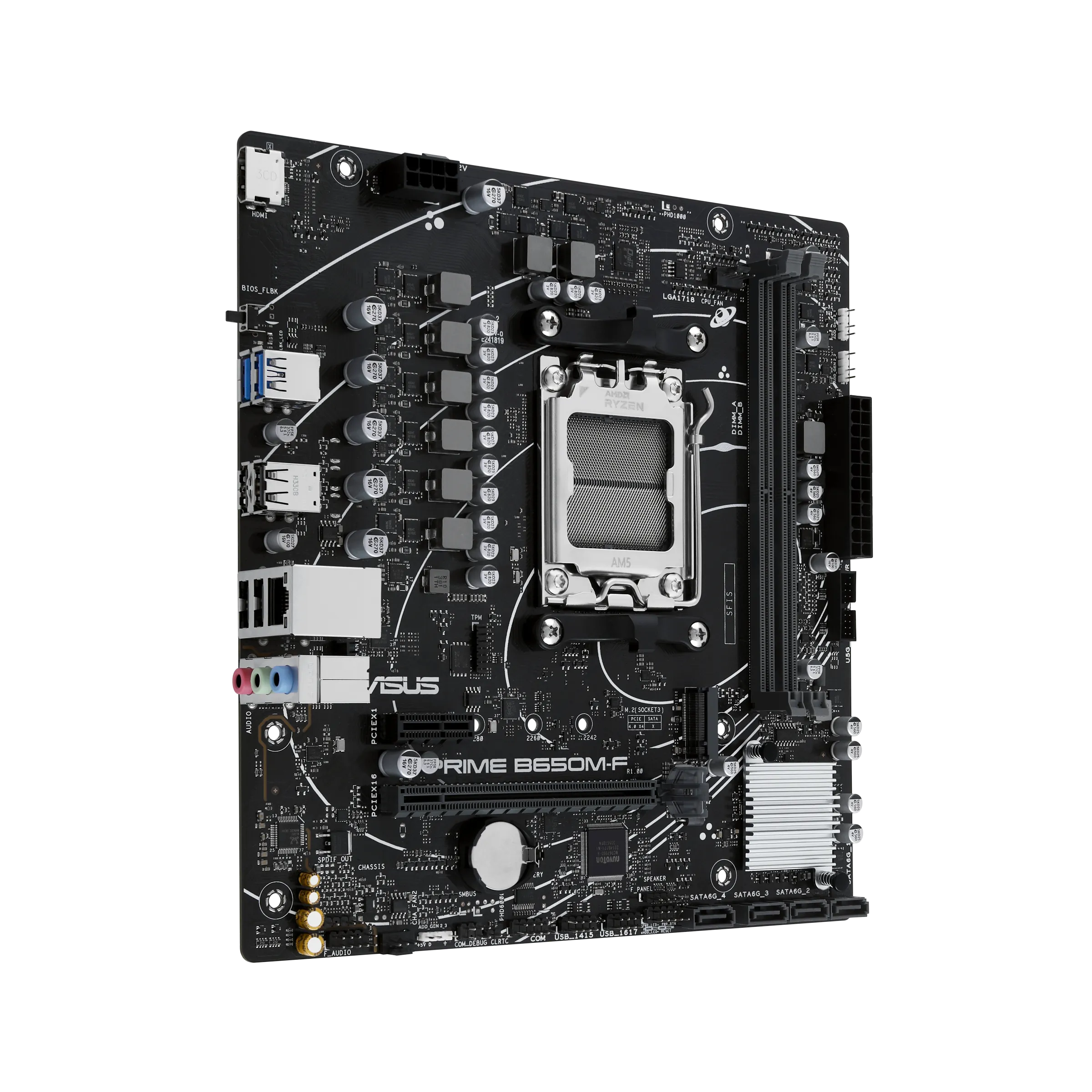 Placa Madre ASUS PRIME B650M-F, Socket AM5, 4x DDR5, 1x M.2, Gigabit Ethernet, m-ATX 3