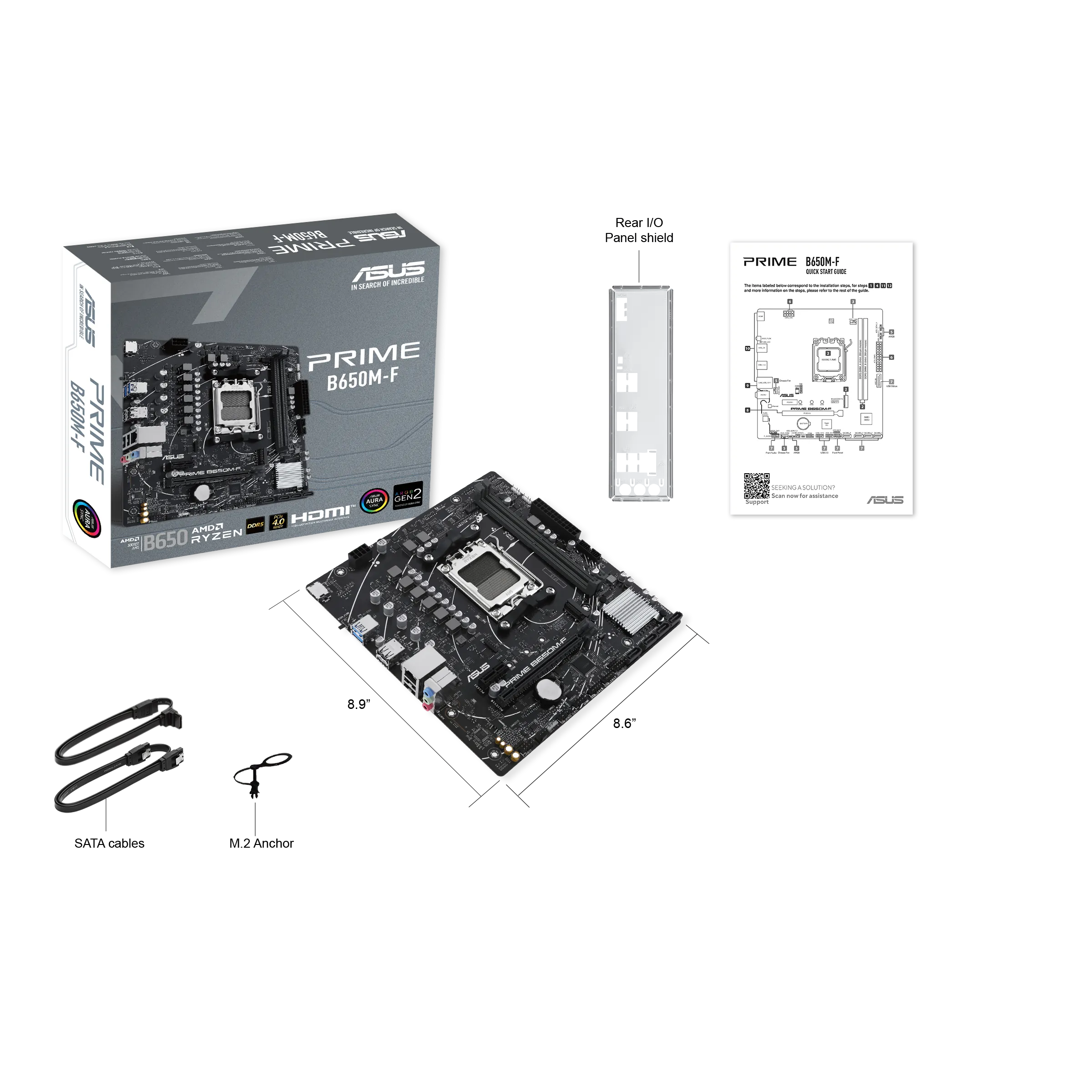 Placa Madre ASUS PRIME B650M-F, Socket AM5, 4x DDR5, 1x M.2, Gigabit Ethernet, m-ATX 7