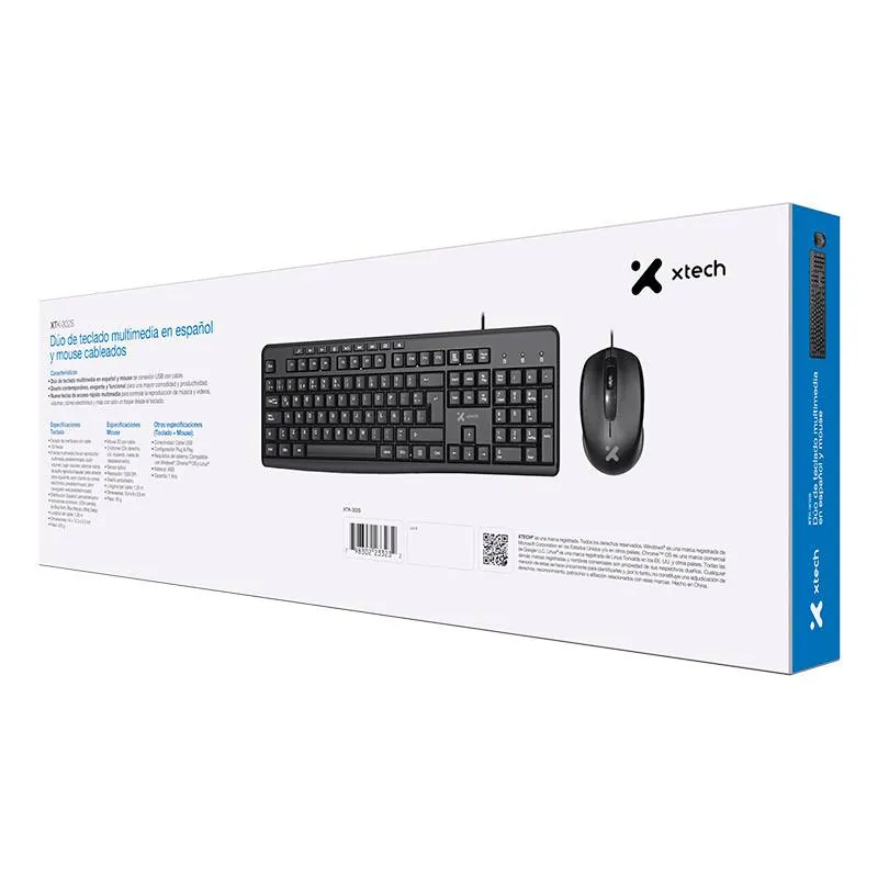 Kit Teclado y Mouse Xtech XTK-302S USB Multimedia Español Oficina Hogar 6