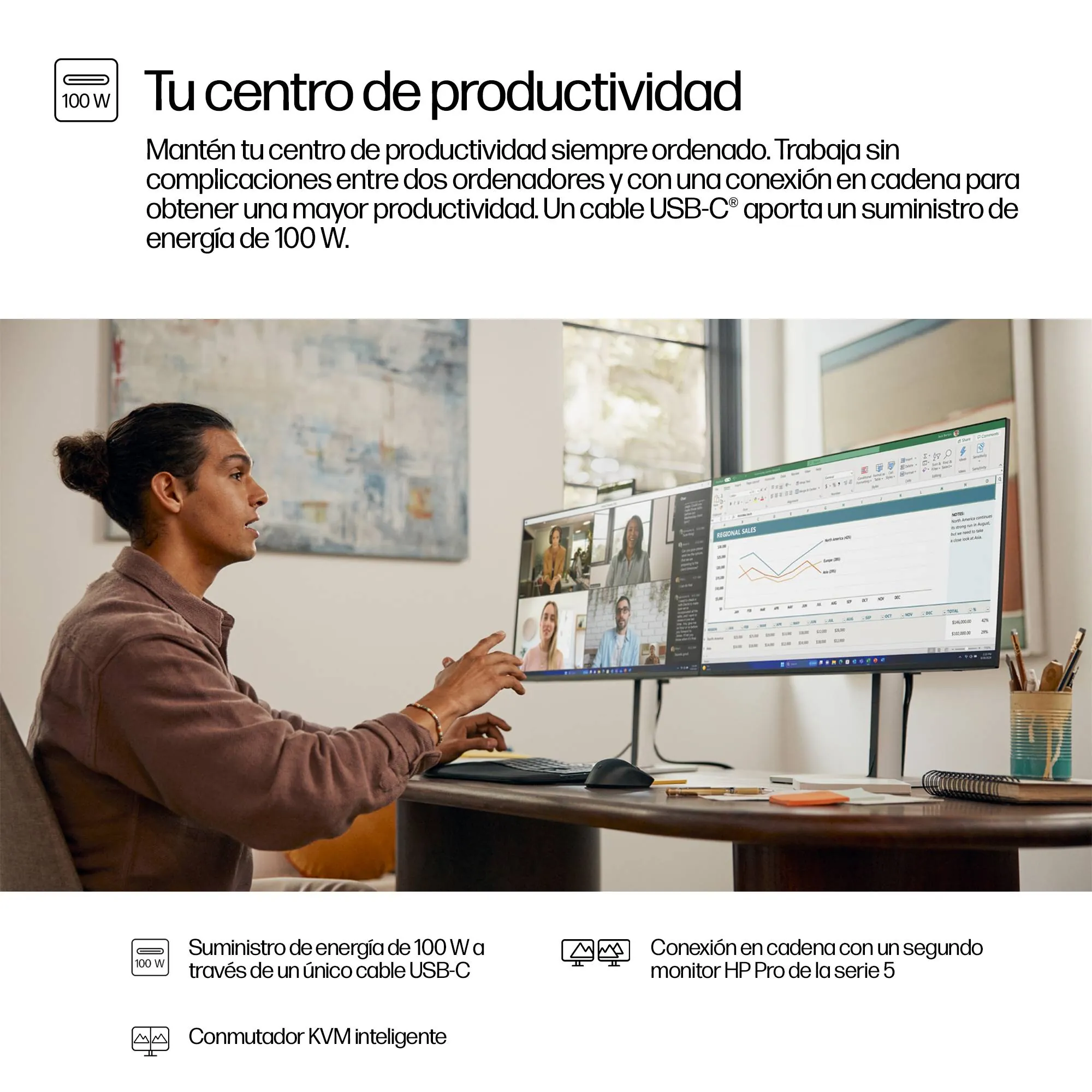 Monitor HP Series 5 Pro 527pm 27 Pulgadas QHD USB-C con Webcam 5MP para Trabajo Híbrido 9
