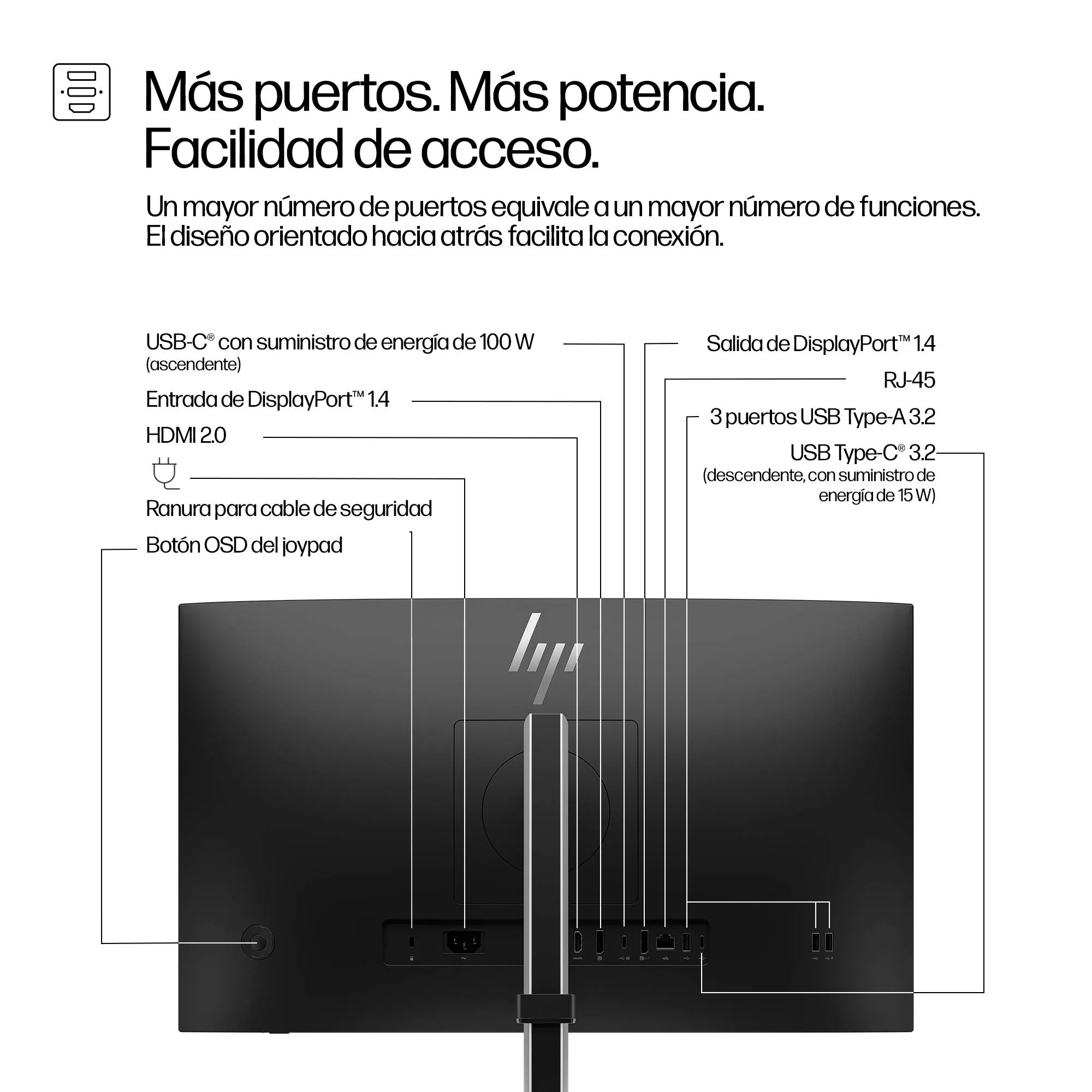 Monitor HP Series 5 Pro 524pu 23.8 Pulgadas Full HD IPS USB-C 100W para Productividad Profesional 4