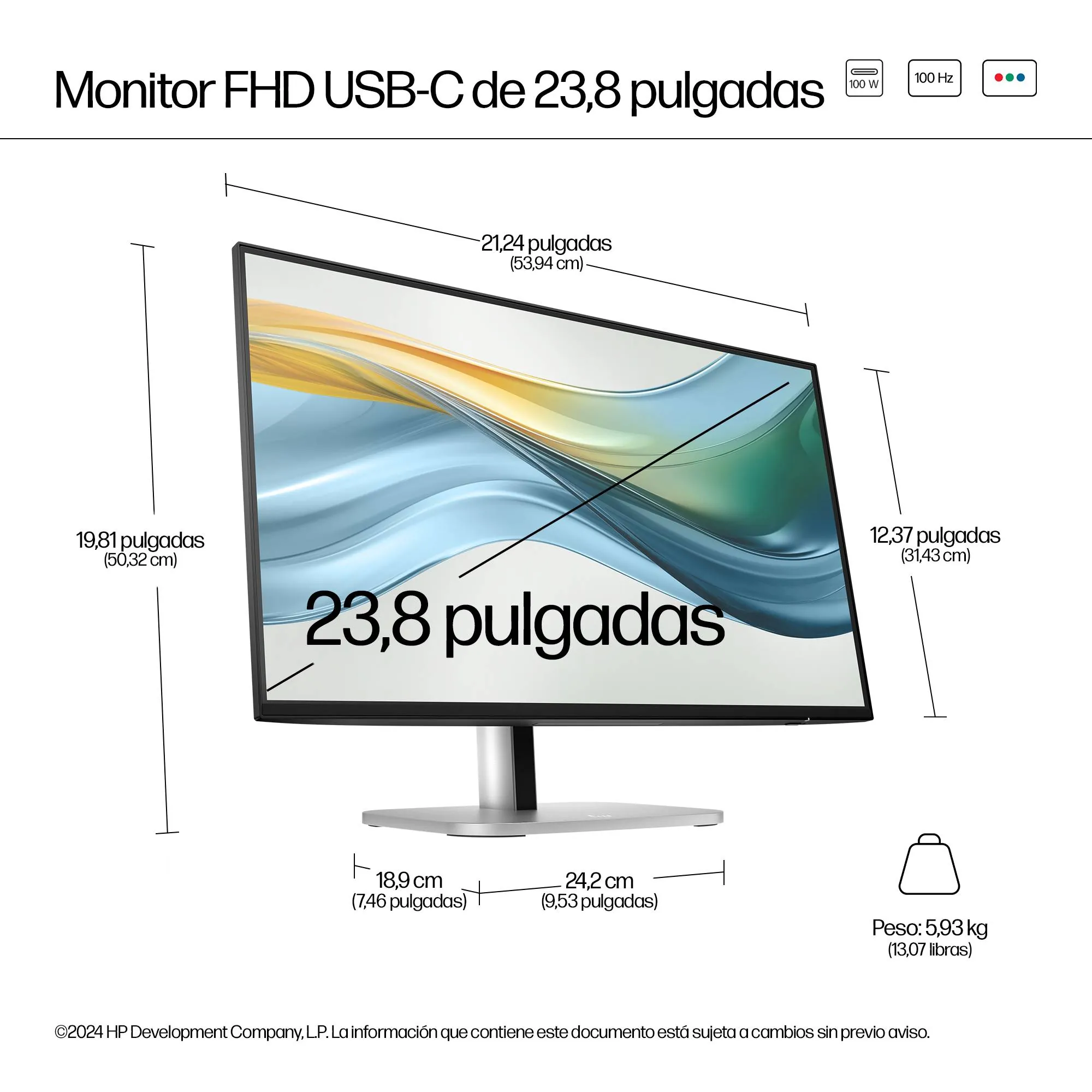 Monitor HP Series 5 Pro 524pu 23.8 Pulgadas Full HD IPS USB-C 100W para Productividad Profesional 6