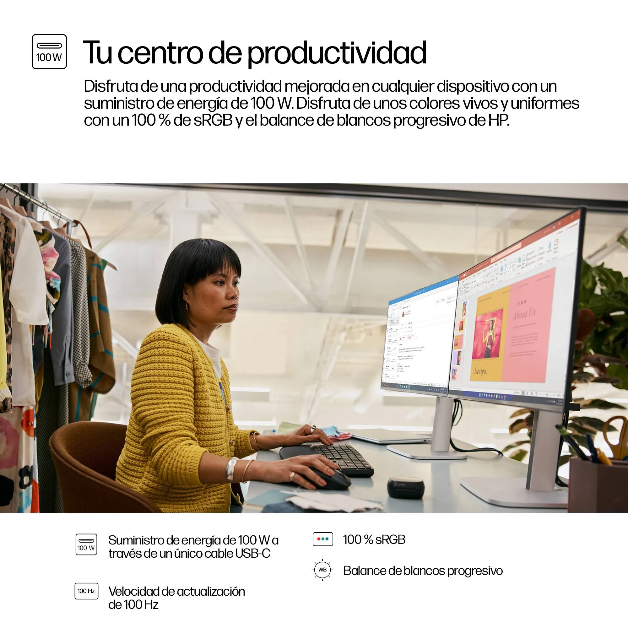 Monitor HP Series 5 Pro 524pu 23.8 Pulgadas Full HD IPS USB-C 100W para Productividad Profesional 7