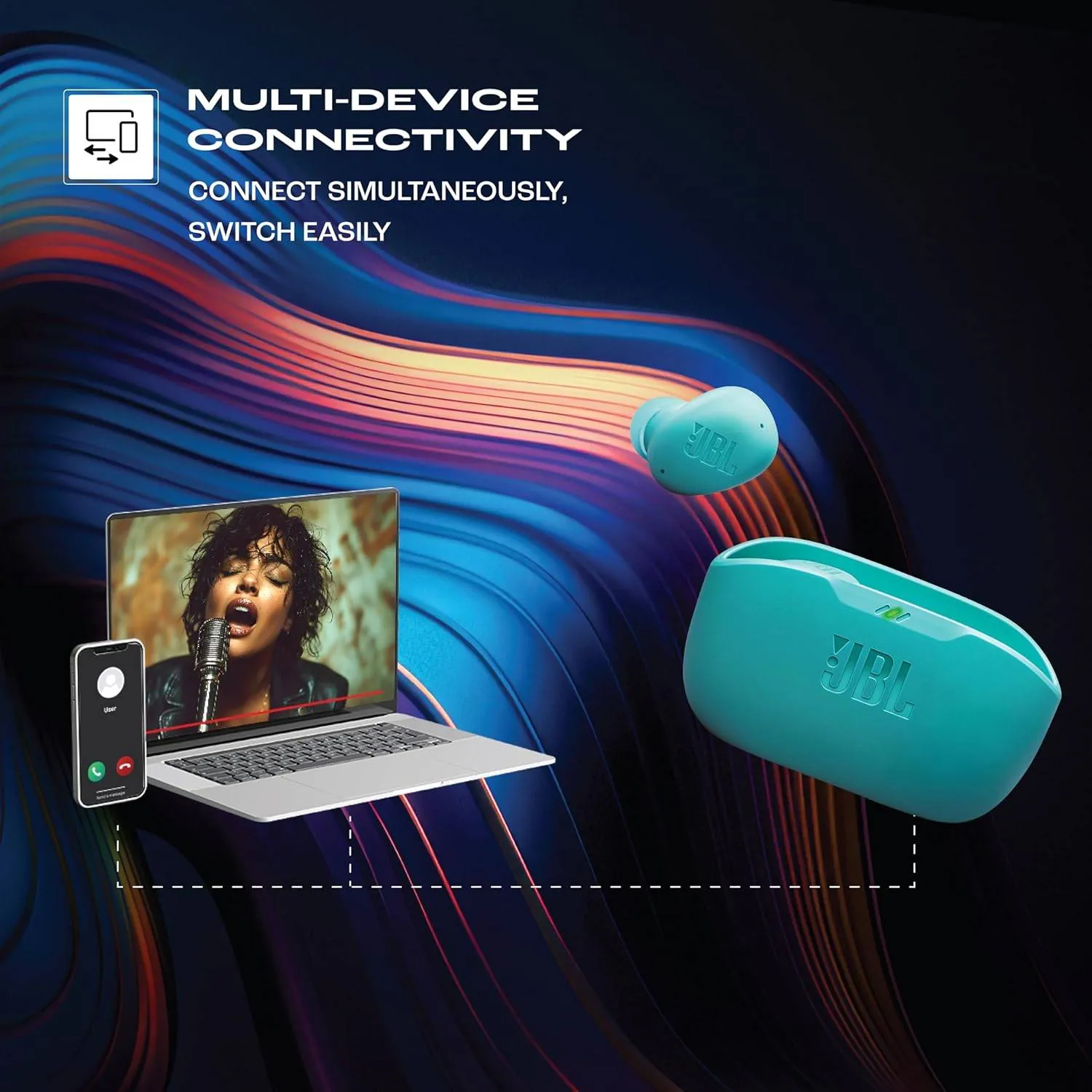Auriculares JBL Wave Buds 2 in-ear inalámbricos – sonido nítido y diseño discreto (Azul) 3