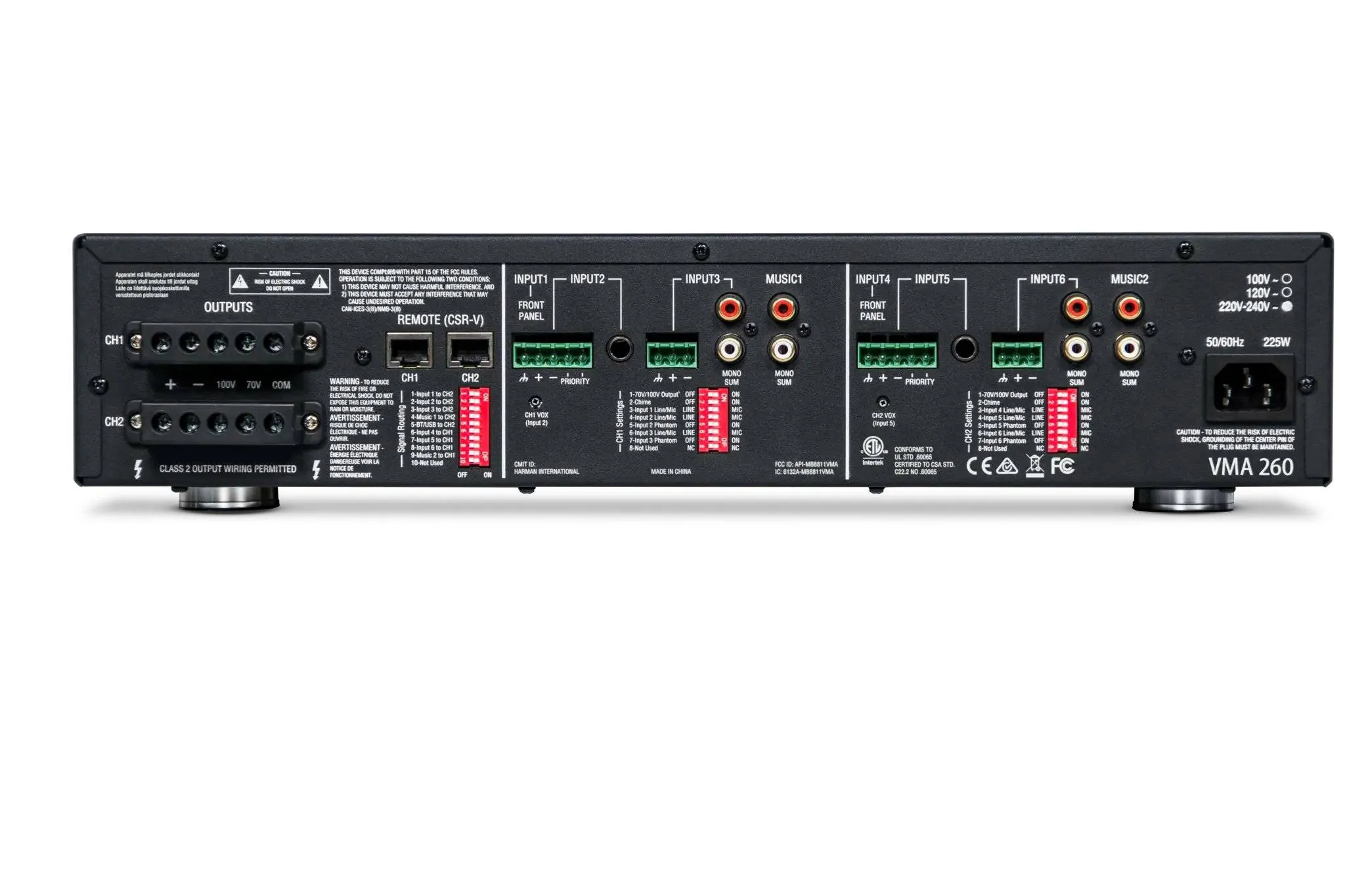 Mezclador Amplificador JBL Pro VMA 260 8 Entradas 60W 70V/100V 2