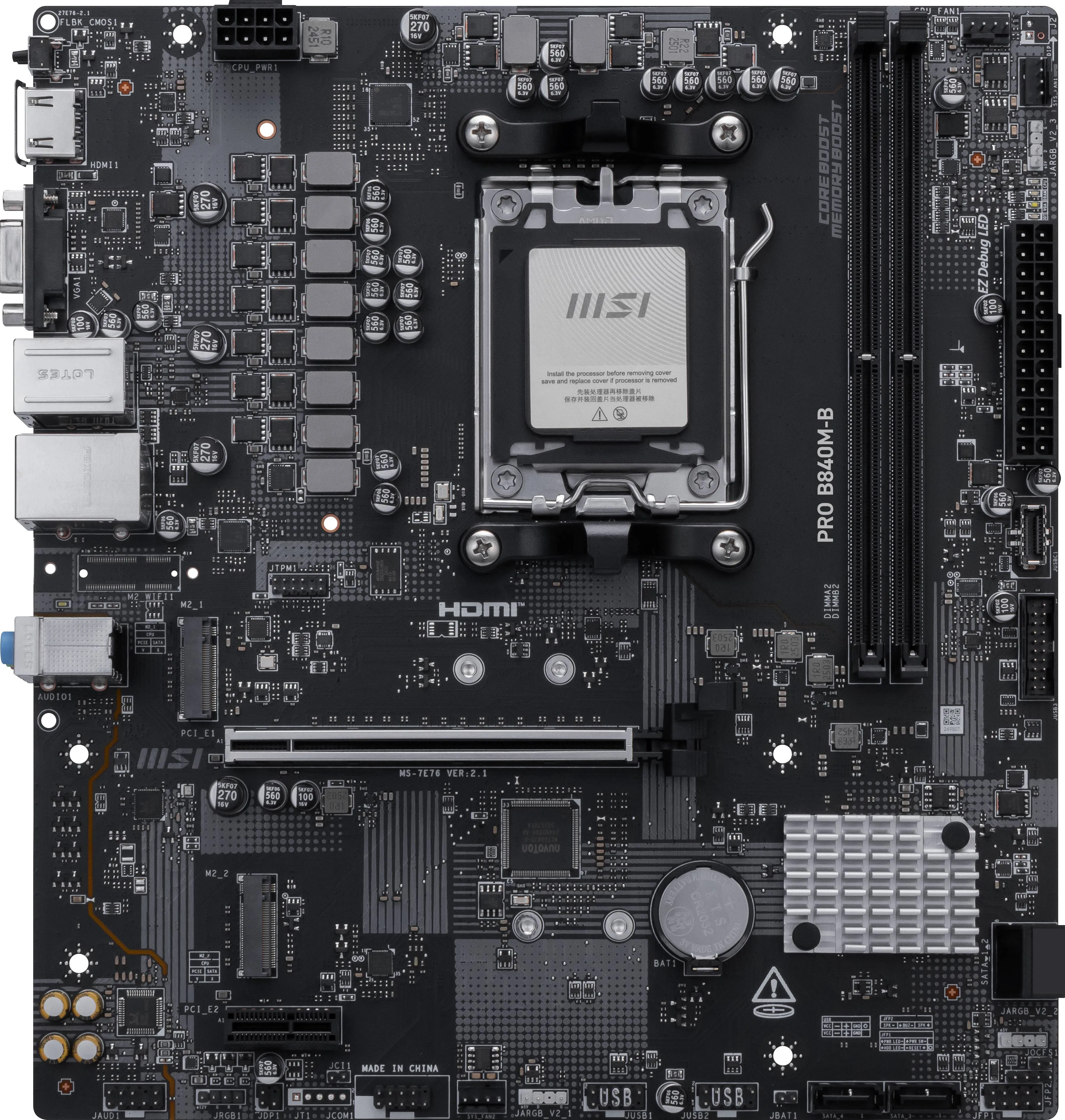 Placa Madre MSI PRO B840M-B Socket AMD AM5, 2xDDR5 2xM.2 PCIe 4.0, 4xSATA, HDMI, Micro-ATX 3