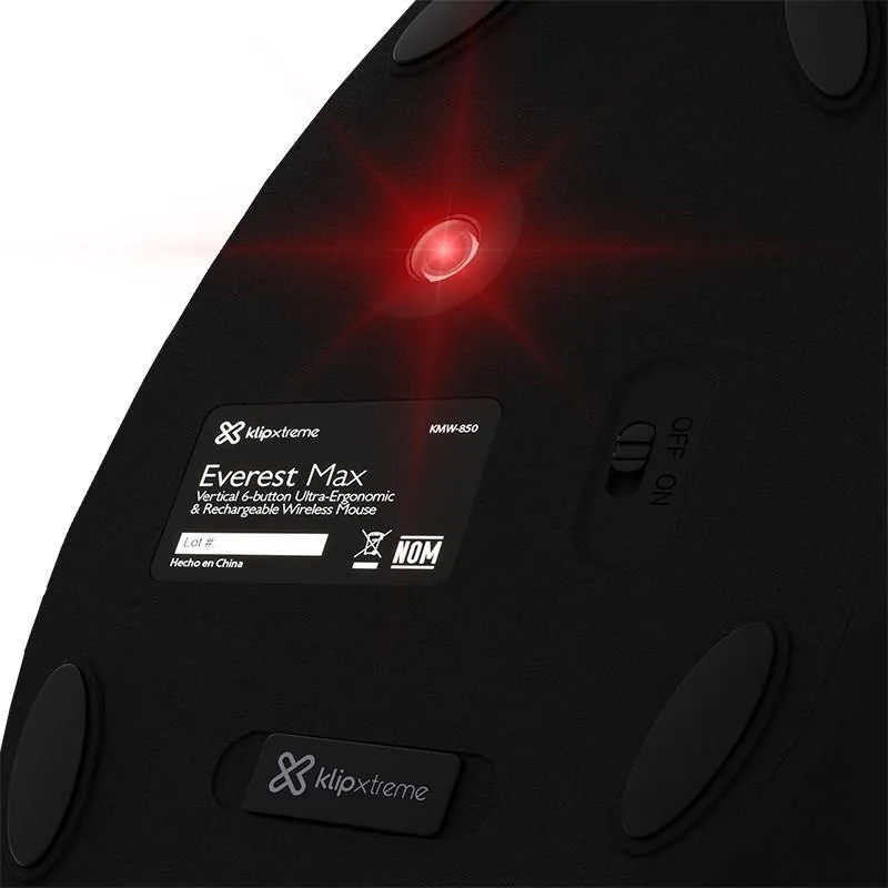 Mouse Inalambrico Vertical Klip Xtreme Everest Max KMW-850, Wireless 2.4GHz, Recargable, Negro 4