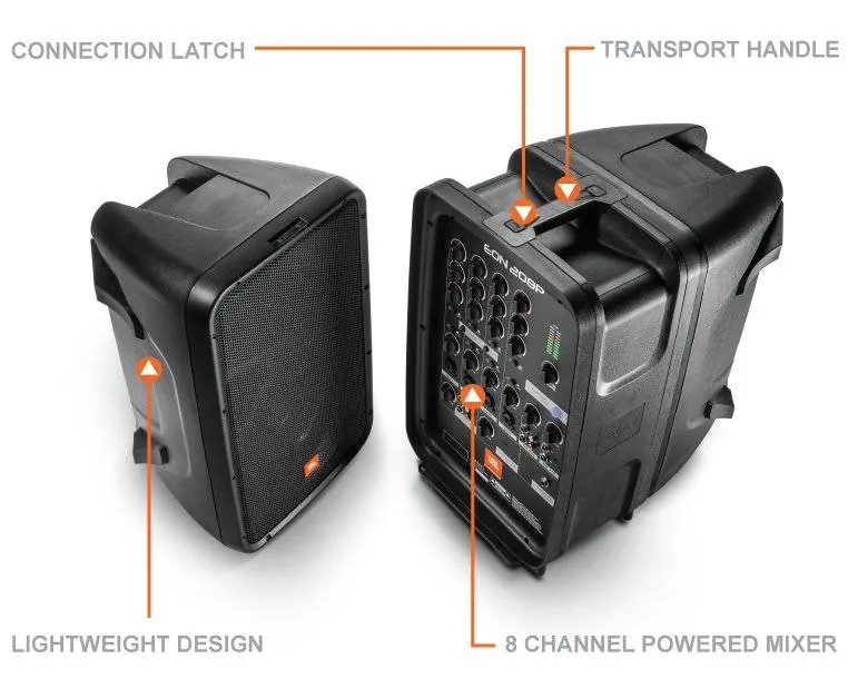 Altavoz Activo JBL EON208P-230 8 in 200W Bluetooth Portatil con Bateria 9