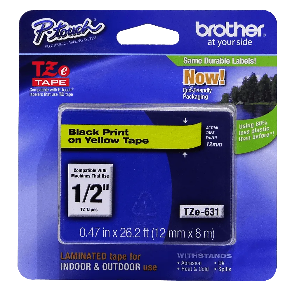 Cinta Laminada Brother TZE-S631, Fondo Amarillo con Texto Negro, 12mm, 8 Metros 4