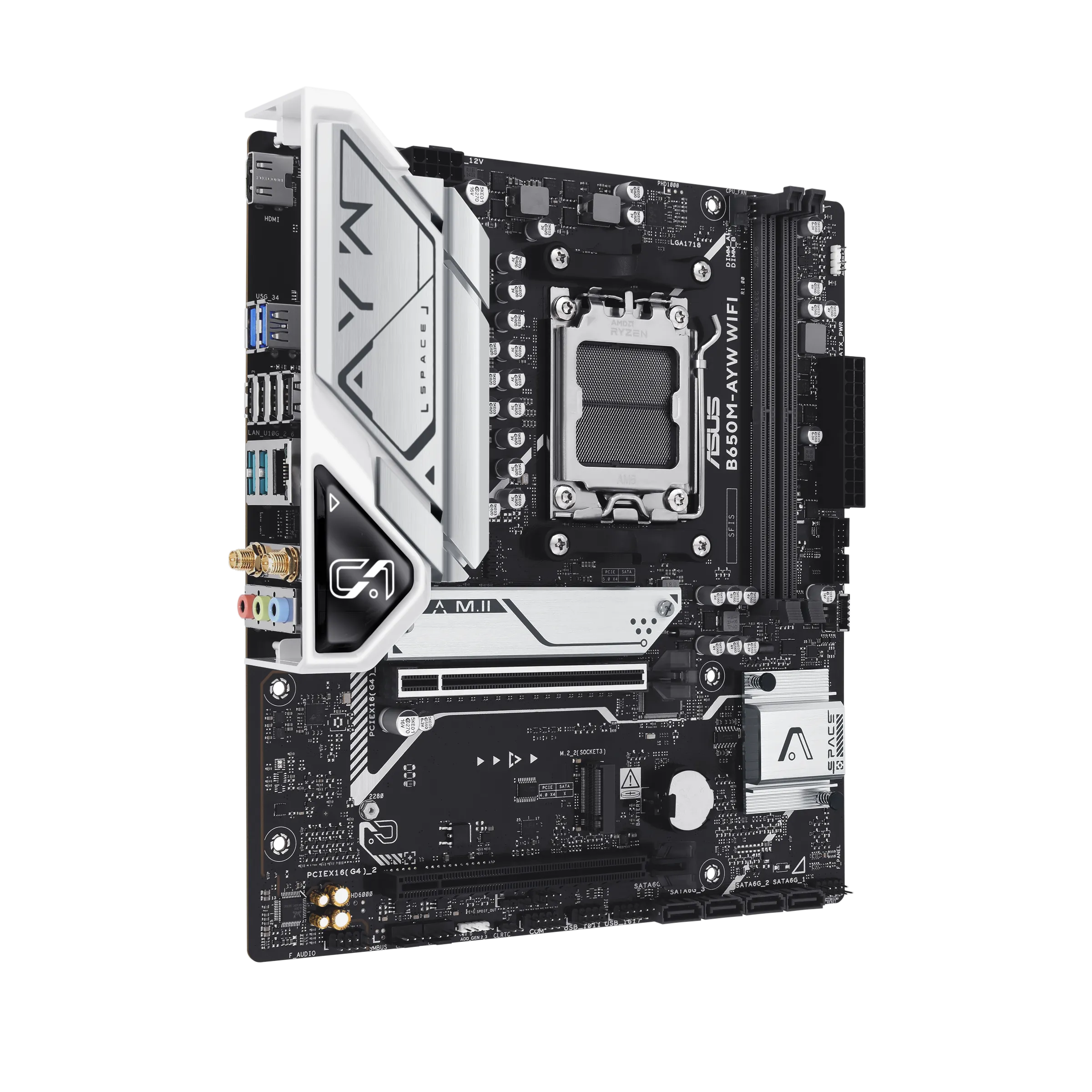Placa Madre ASUS B650M-AYW WiFi, Socket AM5, 2x DDR5, 2x NVMe, Wi-Fi 6, 2.5 GbE, Micro-ATX 3