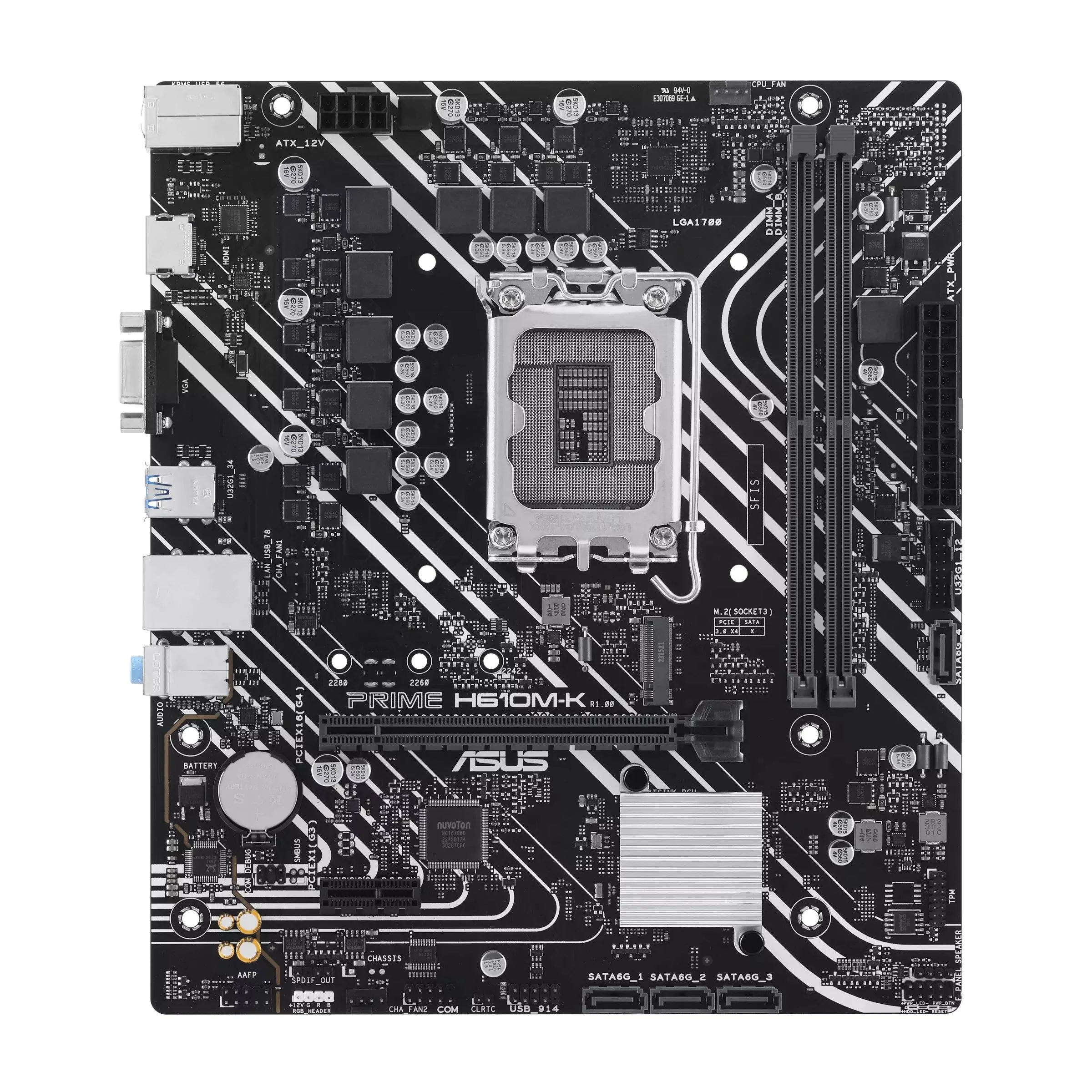 Placa Madre ASUS PRIME H610M-K, Socket LGA 1700,  2x DDR5, VGA, HDMI, M.2, 4xSATA, Micro-ATX 2