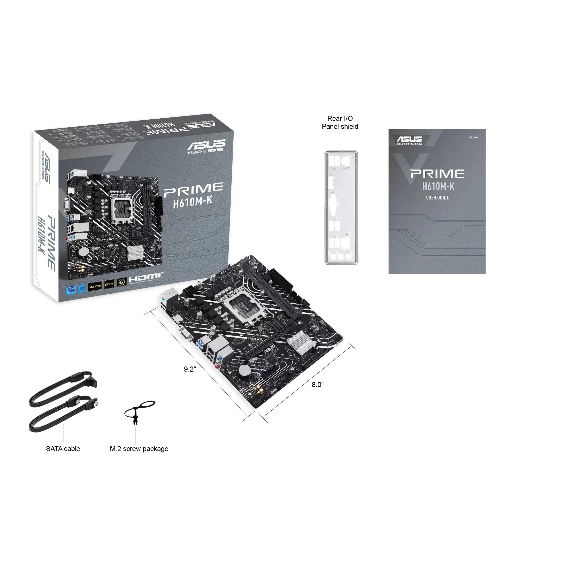 Placa Madre ASUS PRIME H610M-K, Socket LGA 1700,  2x DDR5, VGA, HDMI, M.2, 4xSATA, Micro-ATX 6