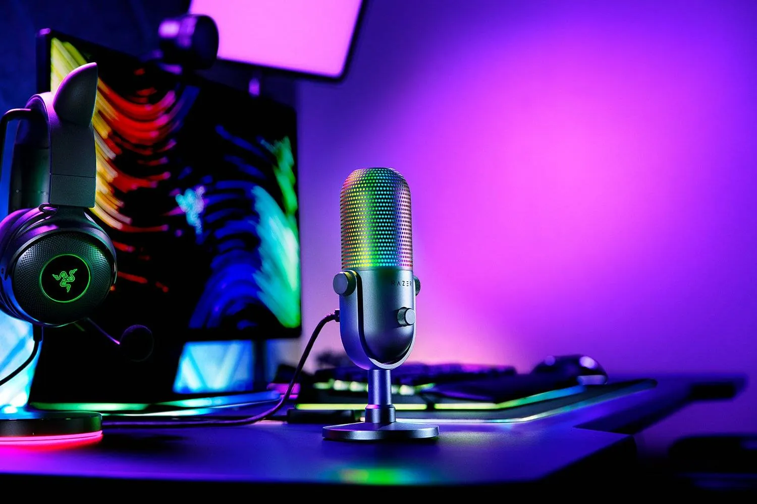 Micrófono Gamer USB RGB Profesional Razer Seiren V3 Chroma 3