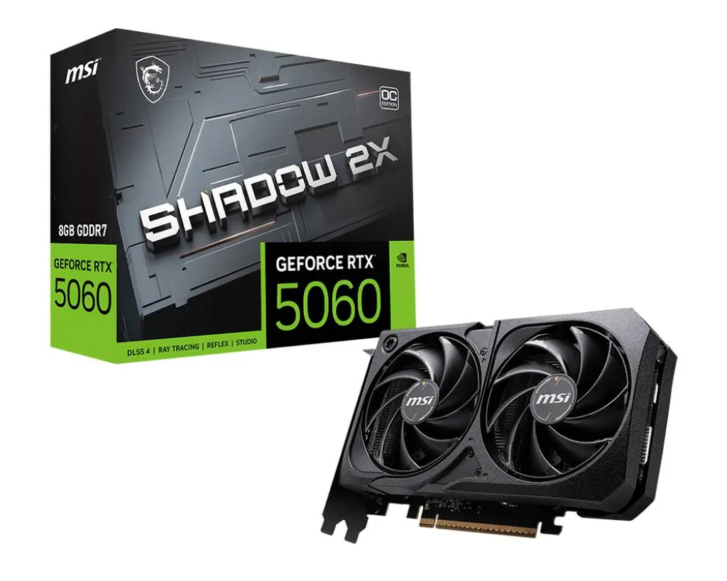 Tarjeta de Video MSI GeForce RTX 5060 8G SHADOW 2X OC, 8GB GDDR7, 1x HDMI, 3x DisplayPort 2