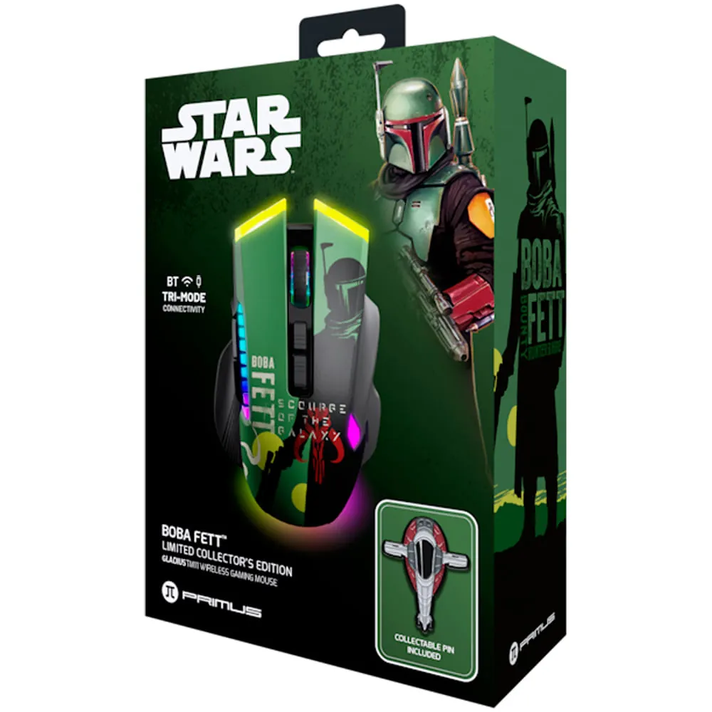 Mouse inalámbrico Primus Gladius TM11 PMO-S205BF, trimodo, 12K DPI, RGB, Boba Fett 4