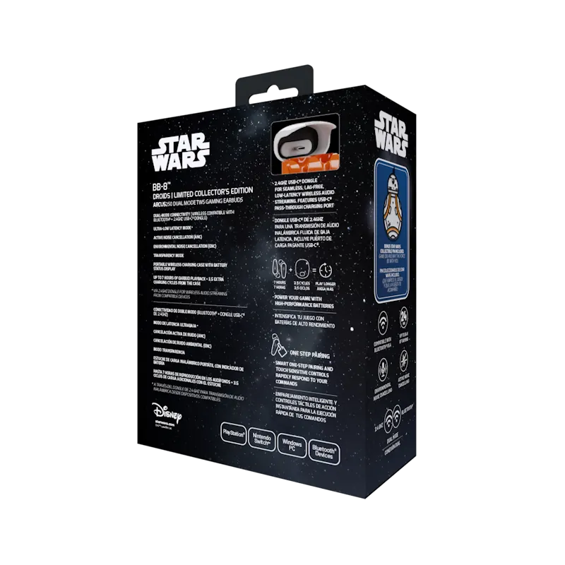 Audífonos TWS Gaming Primus Arcus S250 PWH-S250B8, 2.4GHz, BT 5.4, ANC, 21h, BB-8 6