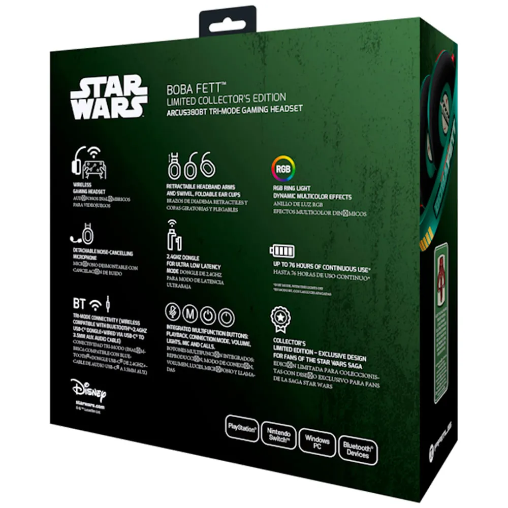 Audífonos Gamer inalámbricos Primus Arcus 380BT PBH-S380BF, con Micrófono, RGB, Boba Fett 6