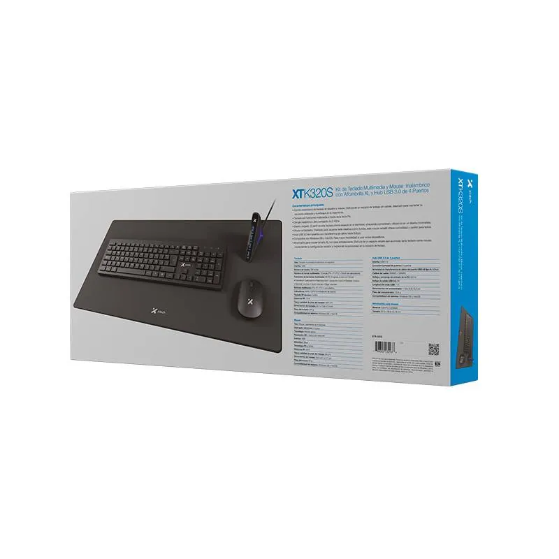 Kit de Teclado y Mouse Inalámbrico Xtech 320S, Incluye Mousepad XL y HUB USB 3.0 de 4 puertos   6