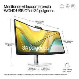 Monitor HP Series 5 Pro 534pm 34 Pulgadas WQHD Curvo USB-C para Videoconferencias Profesionales 8