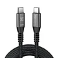 Cable USB-C Klip Xtreme KAC-750 3m negro – carga rápida 240W PD 3.1 trenzado y resistente - Miniatura 2